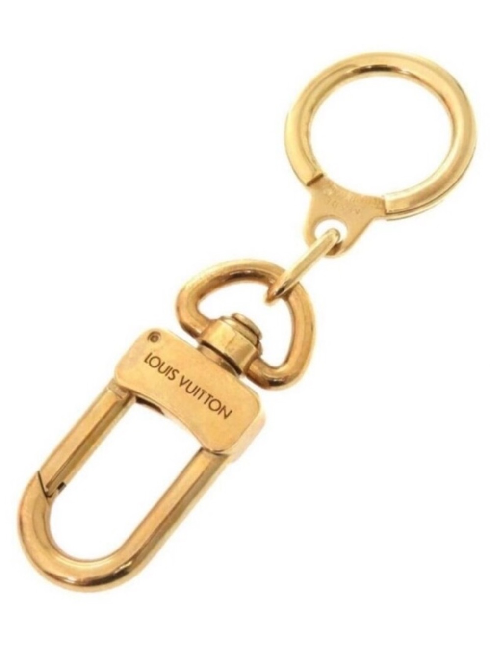 Louis Vuitton Gold Keychain Bag Charm Clip Carabiner Ring Slide Accessory EUC